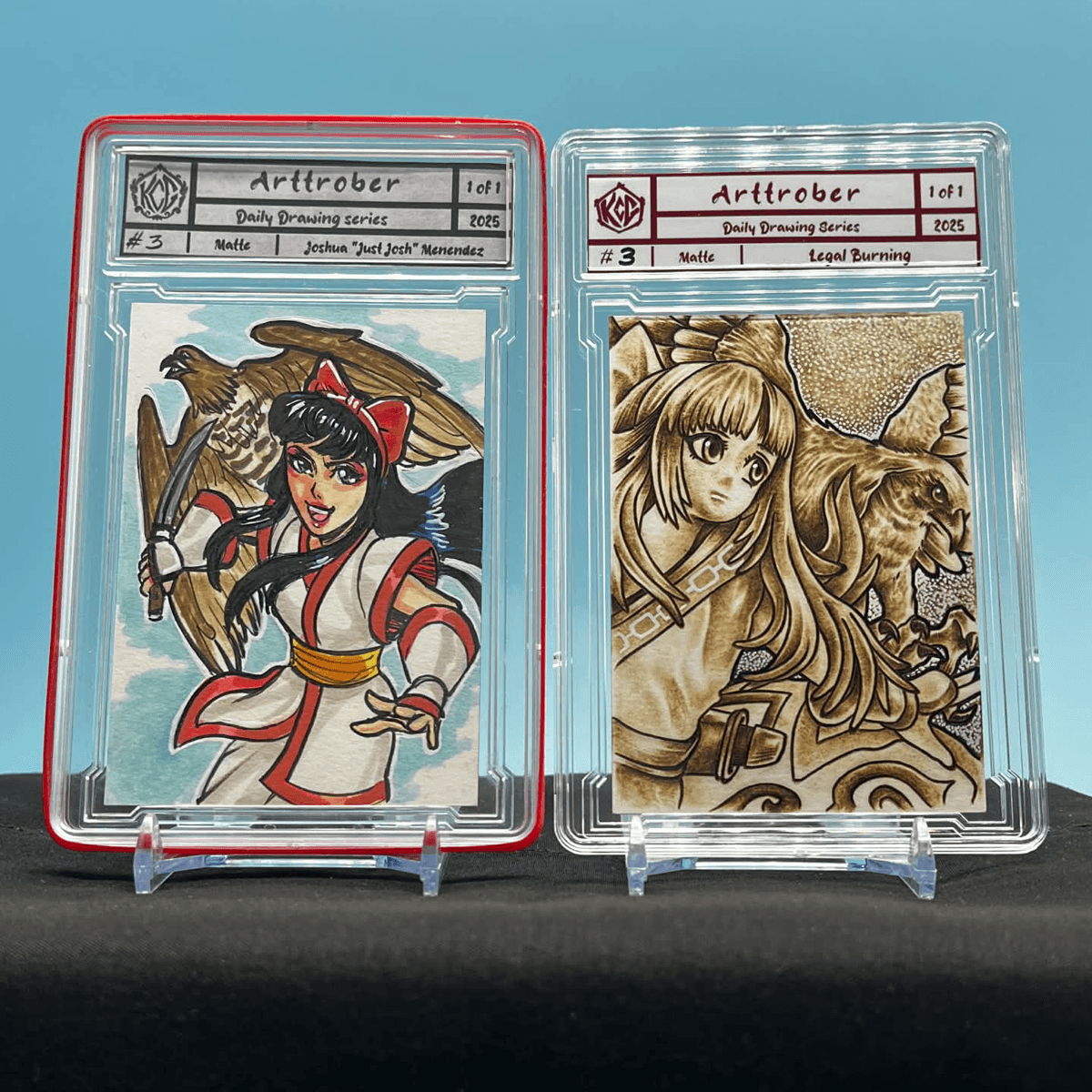 Ink and Fire (Arttrober 2025) Sketch card set : Day 3 Samurai Showdown Nakoruru