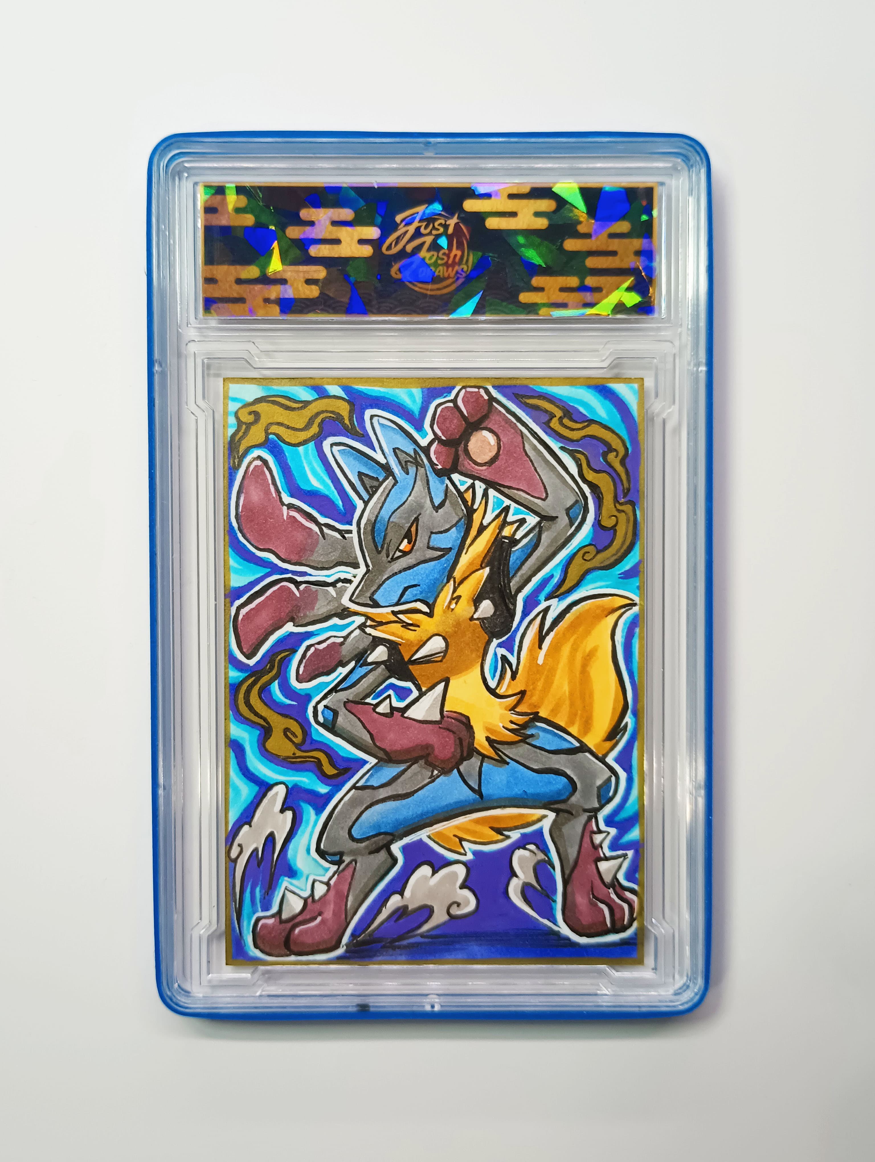 ACEO Original(drawing 1/1 sketch card Pokémon Fan art Lucario) by: Just Josh