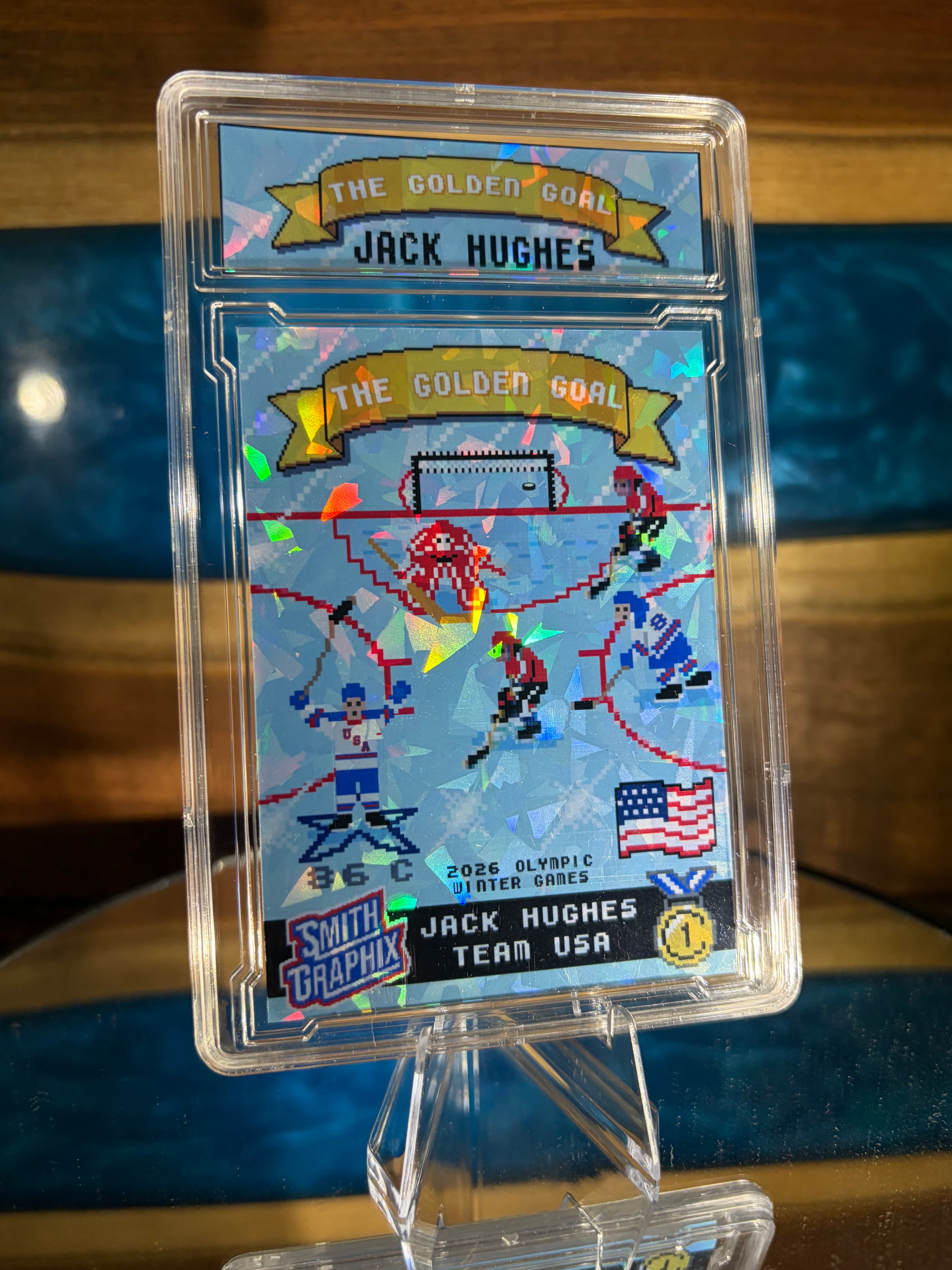 Jack Hughes The Golden Goal /10 Cracked Ice NHL 93 Style