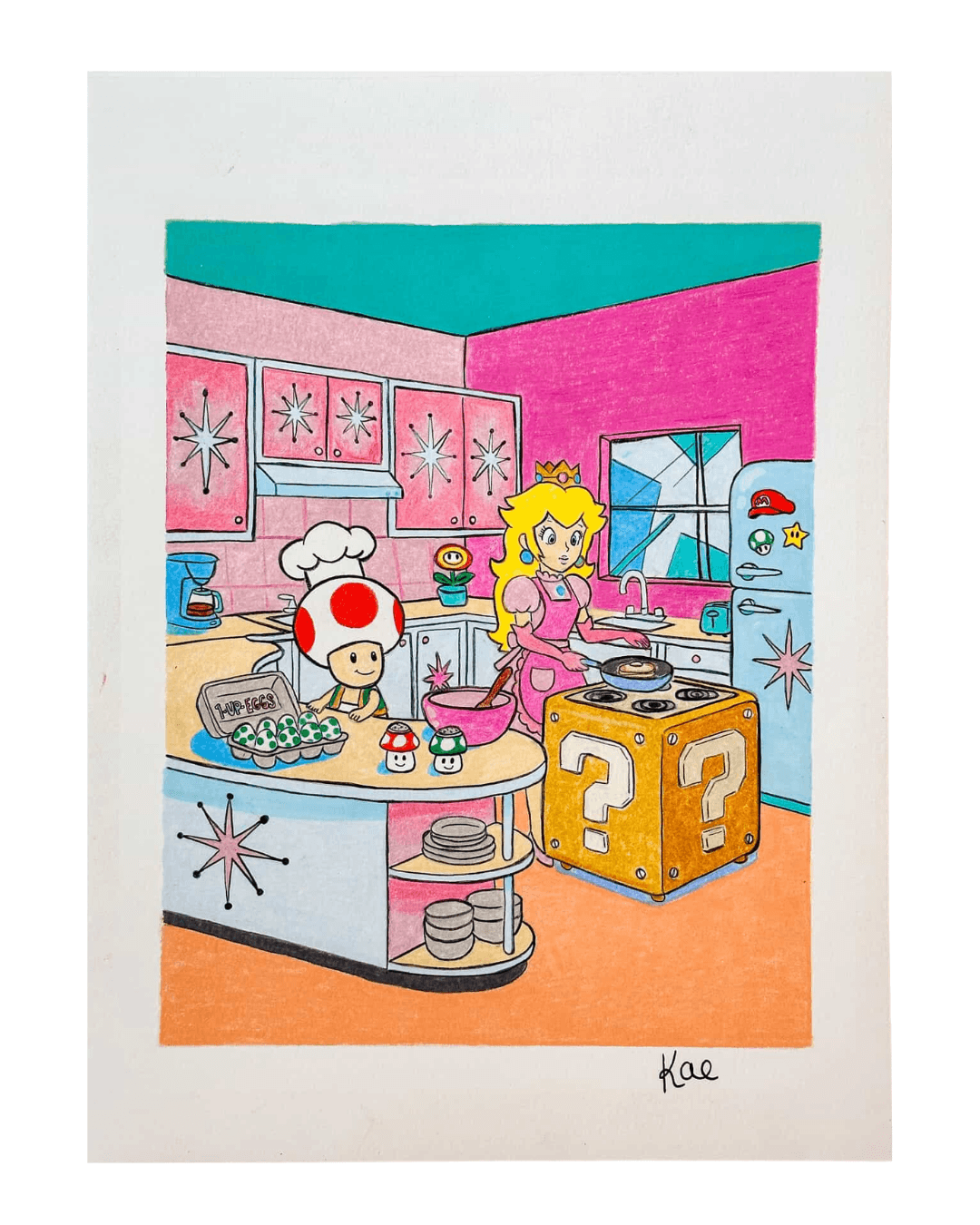 Power-Up Breakfast Original Pencil Illustration by KAE