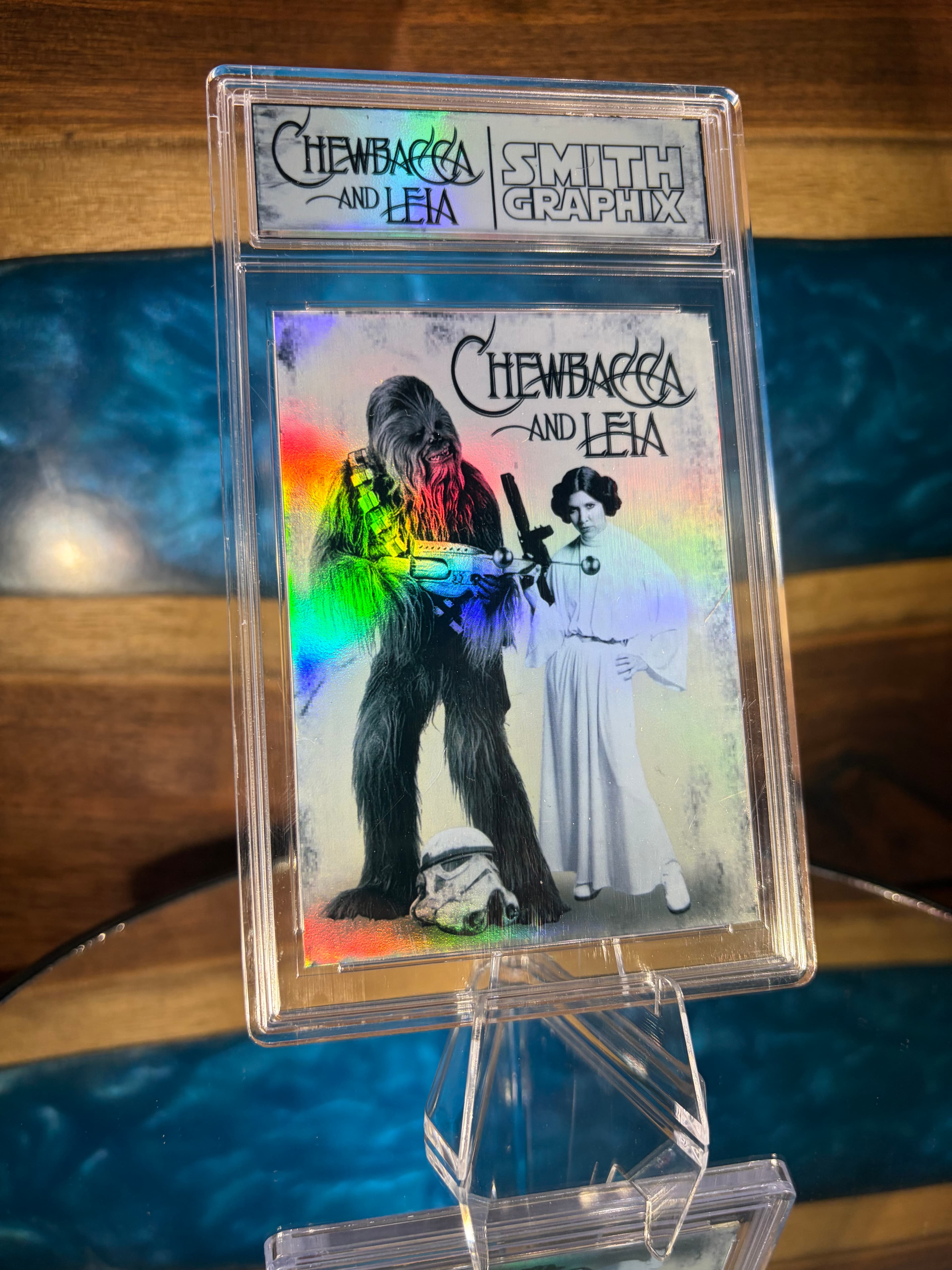 Chewbacca and Leia Silver Hologram