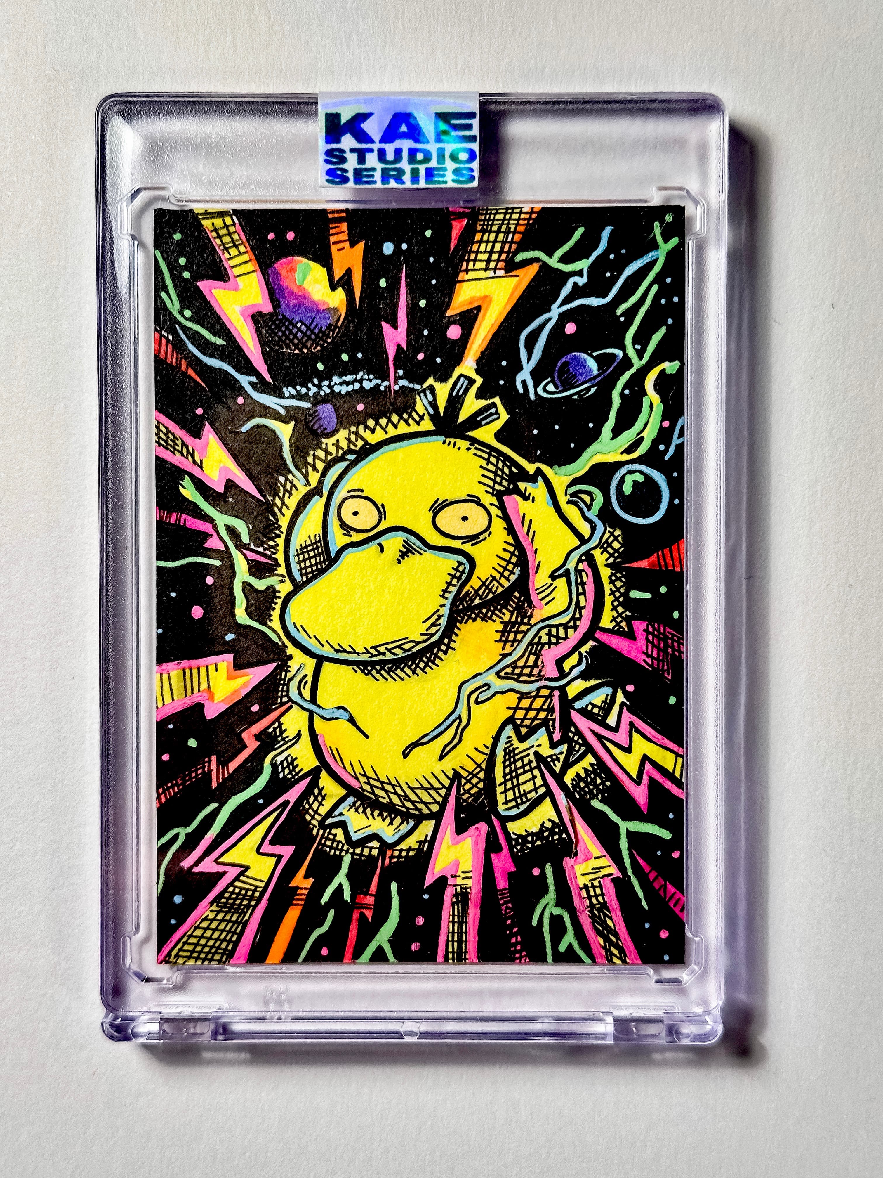 Neon Psyduck One-of-One Marker Illustration by KAE