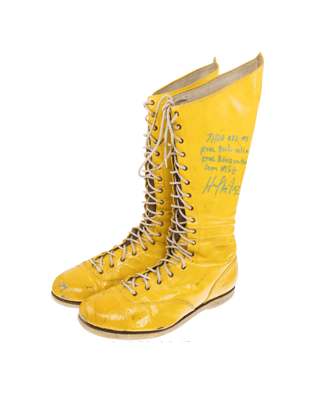 HULK HOGAN'S WRESTLEMANIA I BOOTS JUST SOLD FOR $1,037,000. WRESTLING MEMORABILIA HAS ITS FIRST SEVEN-FIGURE SALE.