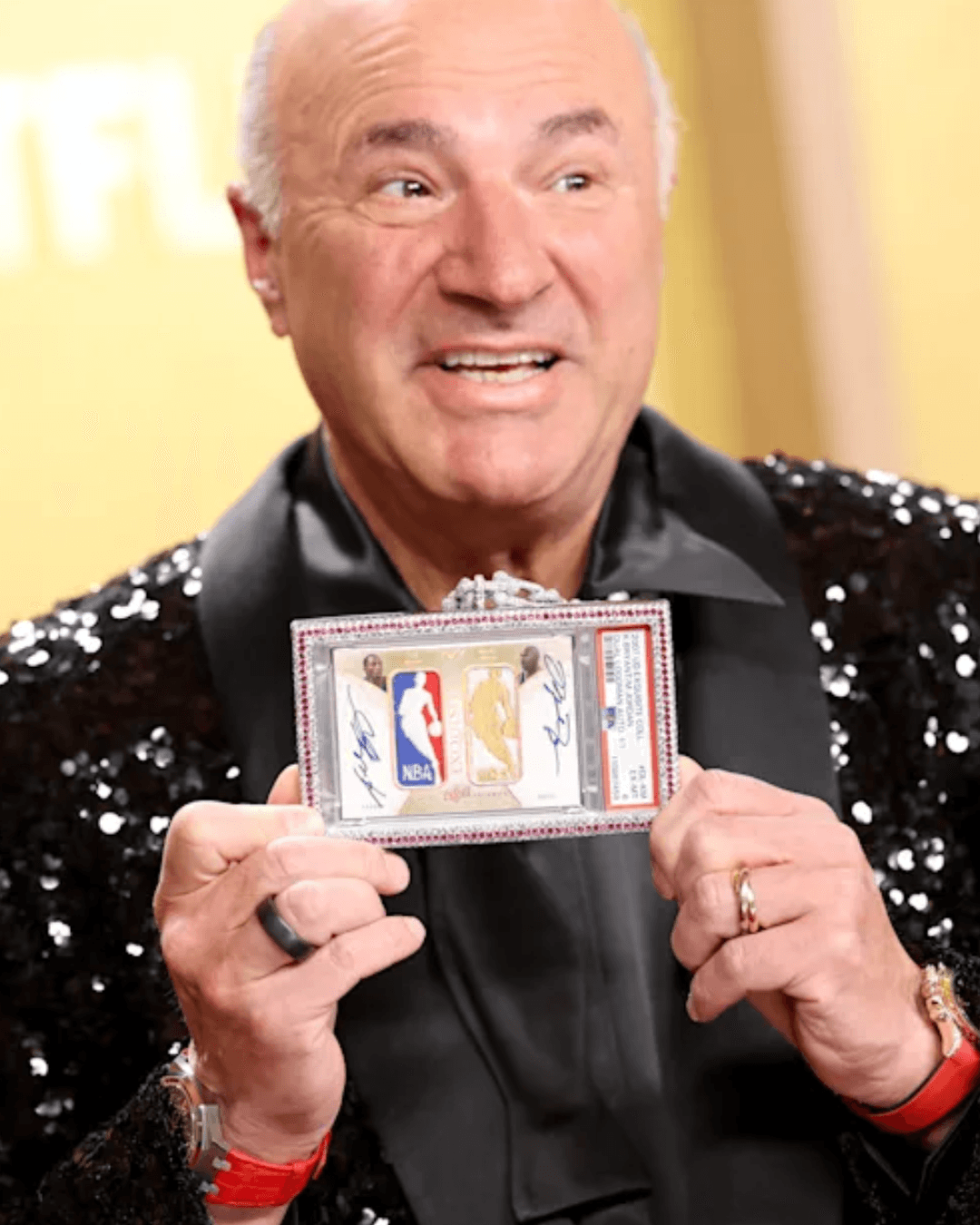 KEVIN O'LEARY WORE A $20 MILLION TRADING CARD AROUND HIS NECK AT THE SAG AWARDS