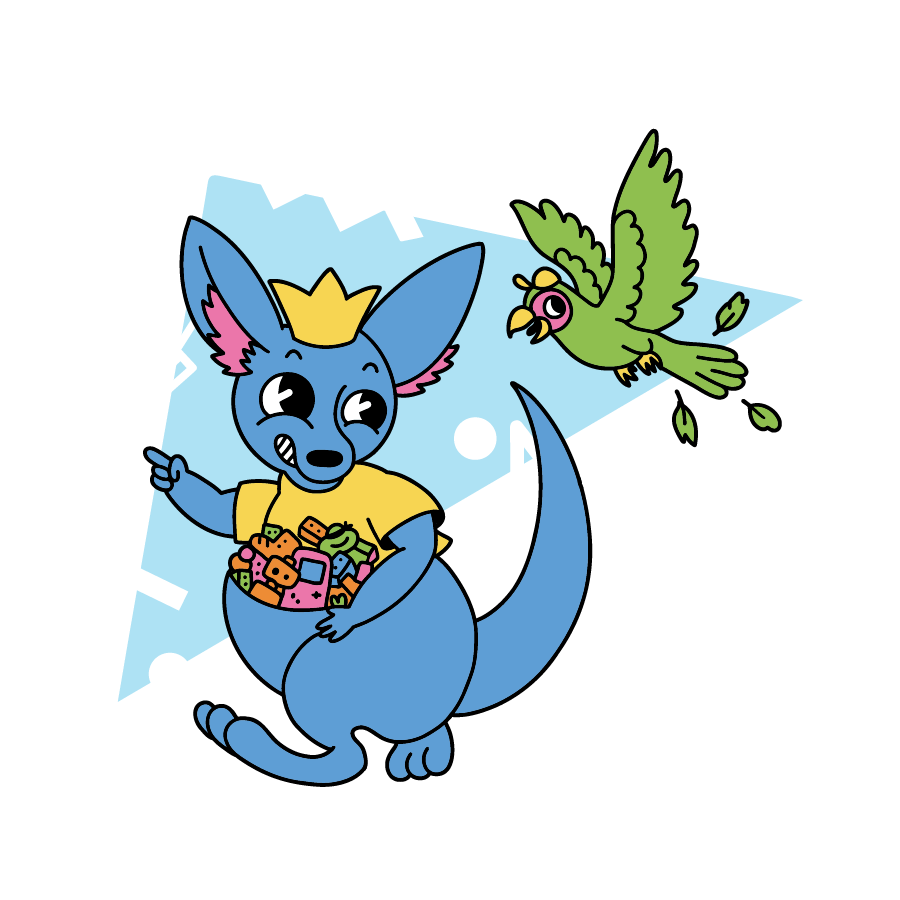 Cliqket mascot with Nerdbeak parrot